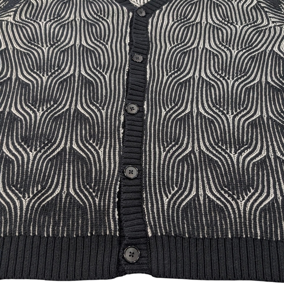 INC International Concepts monochrome wave cotton blend cardigan. Large - Picture 10 of 16